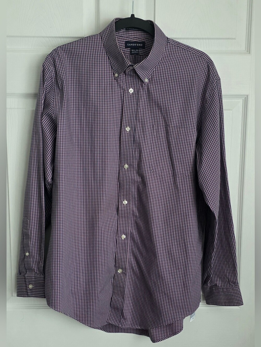 Lands' End No Iron Pinpoint Oxford Men's Dress Shirt Tailored Fit 16.5 x 34